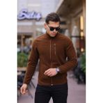 Northerner Erkek Kahverengi Fermuarlı Polar Kışlık Anti-Pilling Regular Kalıp Çift Cepli Polar Ceket - 2XL