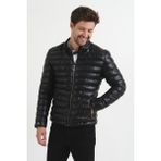 NorthFashion Erkek Siyah Slim Fit İçi Kürklü Iç Cepli Şişme Deri Mont - 031-Siyah