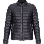 NorthFashion Erkek Siyah Slim Fit Içi Kürklü Iç Cepli Su Geçirmez Şişme Deri Ceket & Mont - 2XL - 031-Siyah