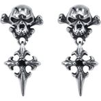 NorthShore Sallantılı Model Skull 316L Çelik Erkek Küpe - Gri