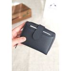 Norvi Leather Bozuk Para Bölmeli Çıtçıtlı Şık Hakiki Deri Kadın Cüzdan Lacivert