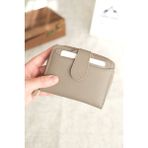 Norvi Leather Bozuk Para Bölmeli Çıtçıtlı Şık Hakiki Deri Kadın Cüzdan Vizon