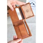 Norvi Leather Hakiki Deri Gizli Fermuarlı Erkek Cüzdan Kartlık Taba