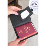 Norvi Leather Hakiki Deri Pasaport Kılıfı ve Valiz Etiketi Siyah 1118 Siyah