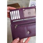 Norvi Leather Kadın Hakiki Deri Bol Kartlıklı Bozuk Para Gözlü Cüzdan 1228 - Mor