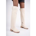 NOSEY SHOES ICONA MODEL HAKİKİ DERİ UZUN DİZÜSTÜ KIVIRMALI YANDAN FERMUARLI GÜNLÜK KADIN ÇİZME