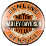 Nostalgic-Art Retro sac levha, Ø 35 cm, Harley-Davidson - Genuine Service – Motosikletler için hediye fikri, orijinal lisanslı ürün (OLP), metal, vintage tasarım, sac levhalar, sözler