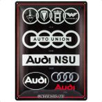 Nostalgic-Art Retro Sac Levha, Audi – Logo Evolution – Araç Aksesuar Fikri, Metal, Dekorasyon için Vintage Tasarım, 30 x 40 cm