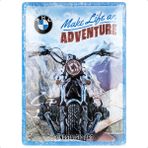 Nostalgic-Art Retro sac levha, BMW – Make Life an Adventure – Otomobil aksesuarı fanları için hediye fikri, metal, vintage tasarım, 30 x 40 cm