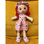 Nostalji Kutusu Kırmızı Saçlı Kız Oyuncak Pembe Elbiseli Bez Bebek Uyku Arkadaşı 50 cm Hediyelik Doğum Günü Hediyesi