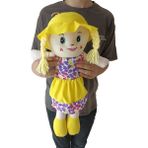 Nostalji Kutusu Sarı Saçlı Renkli Elbiseli Bez Bebek Kız Oyuncak 50 cm Uyku Arkadaşı Hediyelik Doğum Günü Hediyesi