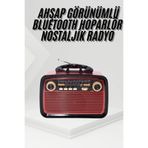 Nostalji Radyo Bluetooth Hoparlör Usb-sd Kart Giriş Led Fener Işıklı Bataryalı Pilli FRTKGT25DYMUCZZZZKTF1467RADYOOOO1