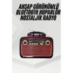 Nostalji Radyo Bluetooth Hoparlör Usb-Sd Kart Giriş Led Fener Işıklı Bataryalı Pilli P121525s5067