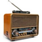Nostaljik Ahşap Görünüm Eskitme Radyo,güneş Panelli Nostalji Radyo - Kahverengi