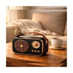 Nostaljik Bluetooth Hoparlör Retro Tasarım | 5W Güçlü Ses, USB ve Tf Kart Destekli Taşınabilir Mini Hoparlör | 1200MAH Batarya Speaker - 01-Siyah
