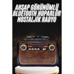 Nostaljik Görünümlü Ahşap Radyo Tf Sd USB Girişli LED Fener Işıklı Midastech - Çok Renkli