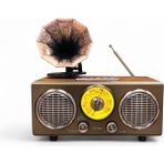 Nostaljik Gramafon Görünüm Radyo,şık Tasarım Ahşap Trend Nostalji Radyo - Koyu Kahve