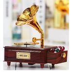 Nostaljik Gramafon Hareketli Müzik Kutusu Çekmeceli N-28AL5