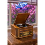 Nostaljik JOT402AM DÖNENCE Pikap Ahşap 2X5W Stereo Spk MP3 Çalar USB-Radyo-CD-Kaset BT Müzik Çalarlı
