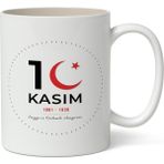 Nostaljik Lezzetler 10 Kasım Mustafa Kemal Atatürk Tasarımlı Kupa Bardak Baskılı Kahve Kupa Bardak Model 2
