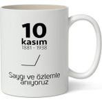 Nostaljik Lezzetler 10 Kasım Mustafa Kemal Atatürk Tasarımlı Kupa Bardak Baskılı Kahve Kupa Bardak Model 6