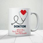 Nostaljik Lezzetler 14 Mart Tıp Bayramı Doktor Olduk Ama Gönül Yarasına Çare Bulamadık Baskılı Kupa Bardak - Beyaz - 300 ml