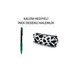 Nostaljik Lezzetler İnek Desen Kalemlik - Okul Kalemliği-Makyaj Çantası ve Kalem Hediyeli