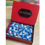 Nostaljik Lezzetler Ozmo Mini Yumurta ( 35 Adet ) Seni Seviyorum Yazılı Kırmızı Ahşap Hediye Kutusu Yumurta Sevdiklerinize Hediye Ozmo Mini Eggs Kırmızı Ahşap Kutulu