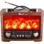 Nostaljik Şömine Görünümlü Işıklı Radyo - Fm/Am/Sw Bluetooth Hoparlör Ve Dekoratif Gece Lambası