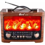 Nostaljik Şömine Görünümlü Şarjlı Radyo - Bluetooth, USB, SD Kart Destekli Retro Tasarım Müzik Kutusu
