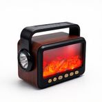 Nostaljik Şömine Tasarımlı Radyo Bluetooth Ses Bombası Powerbank Type C Şarjlı Güneş Enerjili Radyo