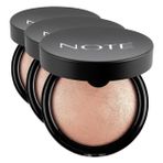 Note Cosmetics Baked Powder 01 Stardust Işıltılı Bitişli Highlighter Toz Yüz Pudrası (3 paketi)
