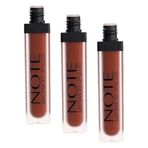 Note Cosmetics Mattemoist Lipgloss 416 Clover Brown Yarı Mat Saten Bitişli Likit Ruj, Kahverengi (3 paketi)