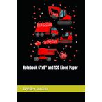 Notebook 6"x9" and 120 Lined Paper: Small excavator crane trucks filled with hearts