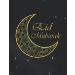 Notebook: Eid Mubarak Cool Moon Aid Mubarak Notes Interior / 8.5 x 11 inches / 140 Pages