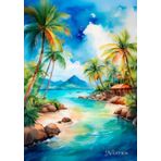 Notebook holiday paradise palm beach motif: A5, 100 lined white pages, paperback