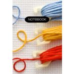 Notebook/ Journal | Red, Yellow, Blue Embroidery Floss/Thread on Cross-Stitch Fabric | 6"x9" | 120 Lined pages