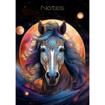Notebook space horse motif: A5, 100 lined white pages, paperback