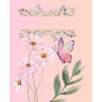 Notebook with pink flowers and a butterfly: Beautiful Floral Design | 200 Lined Pages with Delicate Corner Flowers | 9.25” x 7.5”