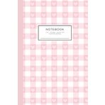 Notebook/Quaderno a Righe 6x9” – 100 Pagine, Copertina Rosa Pastello con Motivo a Scacchi e Cuoricini: Perfetto per Appunti, Diario, Scuola e Ufficio