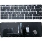 Notespare Hp ile Uyumlu Elitebook 840 G4 (X3V02AV), 840 G4 (Z2V51EA) Klavye Işıklı Siyah Tr Gümüş Çerçeveli - tek ebat