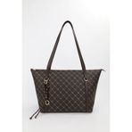NOTHING Kadın Monogram Kahve Halka Charm Detaylı Fermuarlı Omuz Çantası En42 Boy27 Sofia