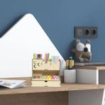 Notpa Çekmeceli Üç Hilal Desenli Akçaağaç Masaüstü Kalemlik Organizer