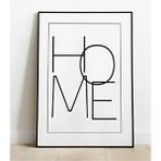 Notpa "Home" Yazılı Siyah Çerçeve Görünümlü Ahşap Duvar Tablosu A4 - 21 x 29,7