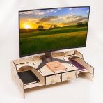 Notpa Monitör Yükseltici Masaüstü Organizer Kalemlik Akçaağaç Montajı Yapılmış