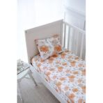 Nou Büyük Çiçekli Organik Bebek Lastikli Çarşaf Seti (55X95+15) - Flower Party