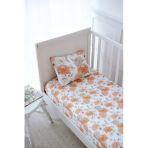 Nou Büyük Çiçekli Organik Bebek Lastikli Çarşaf Seti (70X130+15) Çok Renkli