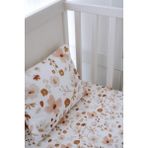 Nou Çiçek Bahçesi Organik Bebek Lastikli Çarşaf Seti (120X200+20) - Floral Joys - 120X200+20 cm - Beyaz