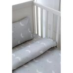 Nou Minik Aylı Organik Çarşaflı Park Yatak Nevresim Seti (80X120 - 35X45 - 60X120) - Mini Moons