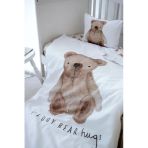 Nou Pofuduk Ayılı Organik Çarşaflı Park Yatak Nevresim Seti (80X120 - 35X45 - 60X120) -Fluffy Bear